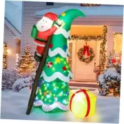 7 FT Christmas Inflatable Santa Climbing Tree, with LED Lights & Gift Box,
