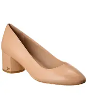 Stuart Weitzman Bridget 50 Block Leather Pump 6.5 Beige