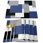 Navy Blue Placemats Set of 6Non Slip Washable Farmhouse Table Mats Set Heat Insu