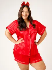 Womens Plus Satin Pyjama Set