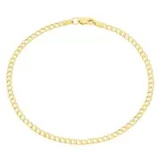 14K Yellow Gold 2.5mm Cuban Link Curb Chain Bracelet or Anklet Mens Womens 9"