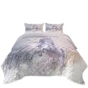 Snow Ghost a Stunning White Horse Coverlet