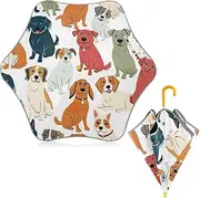 [ODAWA] Umbrella for Kids Boys Adorable Dog Faces White Kid Umbrella, J Handle Golf Umbrellas