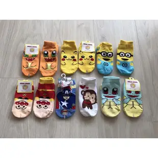 全新 韓國製造 韓國童襪 寶可夢襪子 短襪 尺寸S(12~15cm) 麵包超人襪子 小小兵襪子 美國隊長襪子