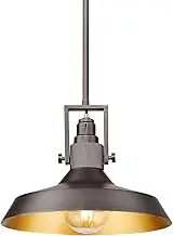 EMLIVIAR Rustic 11.6 Inch Pendant Light Fixtures with Adjustable Rods, 1-Light Farmhouse Hanging Light Oil Rubbed Bronze Finish, AUJX18-MIL ORB