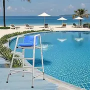 Life Guard Chair, Thickened Elevated Lifeguard Observation Chair with Comfortable Seat and Hook, Detachable Lifesaving Referee Chairs for Swimming Pool Beach Water Park(150x78x92cm)