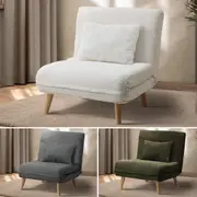 Oikiture Folding Sofa Bed Lounge Singe Chair Recliner Chaise Sherpa/Velvet/Linen