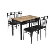 Costway 5pcs Dining Table Set w/4 Upholstered Chairs Black