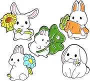 [BESPORTBLE] 5pcs Bunny Brooches Cartoon Animal Pins Adorable Lapel Pins for Clothes Handbags Backpacks Creative Retro Designs for Fashionable Accessories