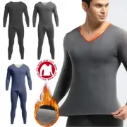 Men's Thermal Top + Bottom Set Underwear Long Johns Base Layer with Fleece Lined