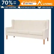 3-Seater Sofa Fabric Cream White Comfortable Couch Living Room Furniture 45451