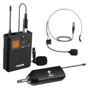 UHF Wireless Microphone System with Headset Mic/Lavalier Lapel Mic, 1 Pack