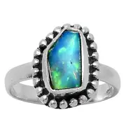 Premium Quality Ethiopian Opal Rough 925 Sterling Silver Ring s.6 Jewelry R-1071