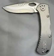 722 Buck Spit Fire folding pocket knife Gray anodized aluminum lock blade clip