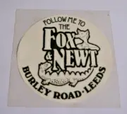 The Fox and Newt WINDOW STICKER Burley Road Leeds Pub & Restaurant Yorkshire