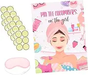CHILDWEET Spa Party Supplies for Girls Fun Blindfold Game Poster with Cucumber Stickers Exciting Spa Makeup Party Decoration for Boy Girl Birthday Celebrations and Showers