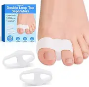12 Pack Toe Separators Bunion Corrector, Big Toe Spacers for Bunions, Hammer Toes, Calluses, Blisters and Relieve Foot Pain (White)