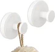 Hold No-Drill Hooks, 2024 Upgraded Suction Cup Hooks, Stainless Steel Waterproof Suction Cup Hooks for Shower, Bathroom, Hanging Towels, Mounting on Glass Shower Doors, Tile, Mirrors (White)
