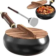 Non Stick Pot Set | Iron Cooking Pots Nonstick Cookware | Flat Bottom Frying Pan with Lid Spatula, Stir Fry Pan Chinese Wok for Electric Cooktops, All Stoves