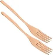 HOLIDYOYO Salad Stirring Forks Set Wooden Forks for Cooking Eating Multipurpose Kitchen Tool