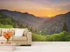 3D Mountain Forest Sunset Self-adhesive Removeable Wallpaper Wall Mural