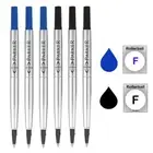 6 Pcs Parker Rollerball Ink Refill 3Blue+3Black 0.5 mm M Fit IM Sonnet Vector