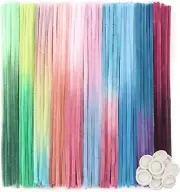 100Pcs Gradient Pipe Cleaners 10 Colors Chenille Stems for Crafts 12 Inch Fuzzy
