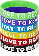 WILLBOND I Love to Read Rubber Bracelets Motivational Rubber Wristband Colorful Silicone Wristbands Bracelets for Classroom Rewards Teacher Award School Home Decoration Party Favors