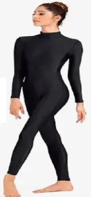 Bal Togs Unitard Bodysuit Jumpsuit Mock Turtleneck Silky Black Nwt New Youth 4 5