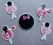 5pc. Donuts by the Pool, Resin Planar Flatbacks, Cabochon, Flip Flops, Swimming