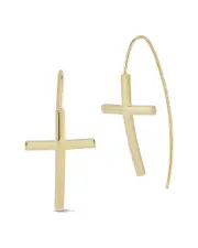 Ember Fine Jewelry 14K Cross Threader Earrings NoSize NoColor