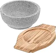 SHOWERORO Stone Pot Stone Bowl Korean Style Clay Serving Bowl Bibimbap Hotpot Soup 600ml