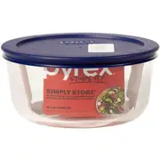 Pyrex Simply Store 4 Cup Round Storage Dish with Blue Lid