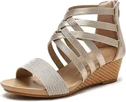 [ZHTAISOU] Sandals Slope Heel Sandals for Women's Retro Open Toe Vacation and Leisure Shoes Sandal