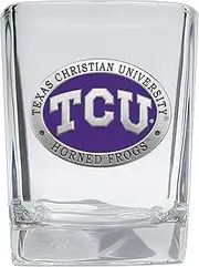 Heritage Pewter TCU Texas Christian University Square Shot Glass | Hand-Sculpted 1.5 Ounce Shot Glass | Intricately Crafted Metal Pewter Alma Mater Inlay