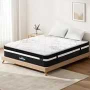 Giselle Bedding Queen Bed Mattress Innerspring Foam Mattresses 28cm Thickness, Mattress with 7-Zone Pocket Spring System & Breathable Topper, 5Yrs Warranty, Super Extra Firm, White with Vacuum Packed