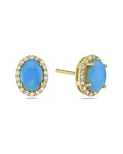 Forever Creations 14K 1.80 ct. tw. Diamond & Turquoise Halo Studs