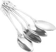 BELLIFFY 4pcs Stainless Steel Cutlery Cake Spoon Straw Silicone Mixing Spoon Cat Food Spatula Long Handle Teaspoon Mixing Stirrer Hammered Hachiware Moda Nessie Silver Stainless Steel