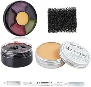 Mysense Nose and Scar Wax (1.4 Oz) Fake Coagulated Blood Gel 6 Colors Bruise Wheel Face Body Paint with Spatula Sponge for Zombie Special Effects Halloween Feastival