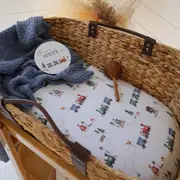 Snuggle Hunny Trains Organic Bassinet Sheet / Change Pad Cover