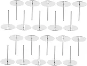 [VILLFUL] 200pcs Round Tray Metal Tray Decorative Tray Blank Stud Ear Stud Bezel Setting Earrings Blank Bezel Ear Stud Metal Woman Round Ear Stud Ear Stud Round Woman Bottom Bracket Silver