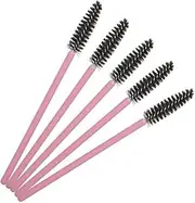 Namzi 100 Pcs Disposable Eyelash Mascara Brushes for Eye Lashes Extension Eyebrow and Makeup (Pink rod black head)