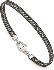 [JewelryWeb] 925 Sterling Silver Polished Ruthenium plating Fancy Lobster Closure-Ruthenium Plated Mesh Bracelet 19 Centimeters Link-Bracelet for Women