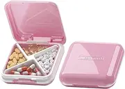 DUBSTARS Sall Pill Case, Cute Pill Box - Travel Daily Pill Organizer, Portable Pretty Pill Container for Purse Pocket, Compact Medicine Holder for Vitamins, Fish Oils, Supplements (4-1 Pink)