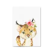 Cute Baby Bobcat Nursery Animal Gift Wall Art
