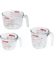 Pyrex 3 Piece Measuring Cup Set, Includes Tempered Glass Liquid Measuring Cups