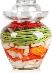 [Aosnttol] 2 Liter Pickle Jar Glass Jar with Lid, Fermentation Kit for Making Pickles, Kimchi, Sauerkraut, Kombucha and Wine Brewing