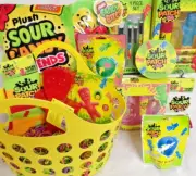 NEW SOUR PATCH KIDS TOY GIFT BASKET PLUSH PILLOW TOYS SOUR PATCH KIDS CANDY