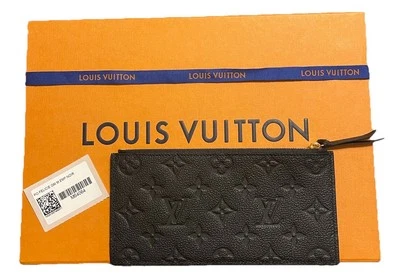 Authentic Louis Vuitton Pochette Felicie Empreinte Black Zippered Insert Wallet