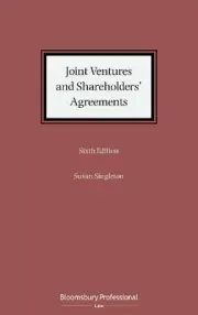 Joint Ventures and Shareholders' Agreements by Susan Singleton (English) Hardcov